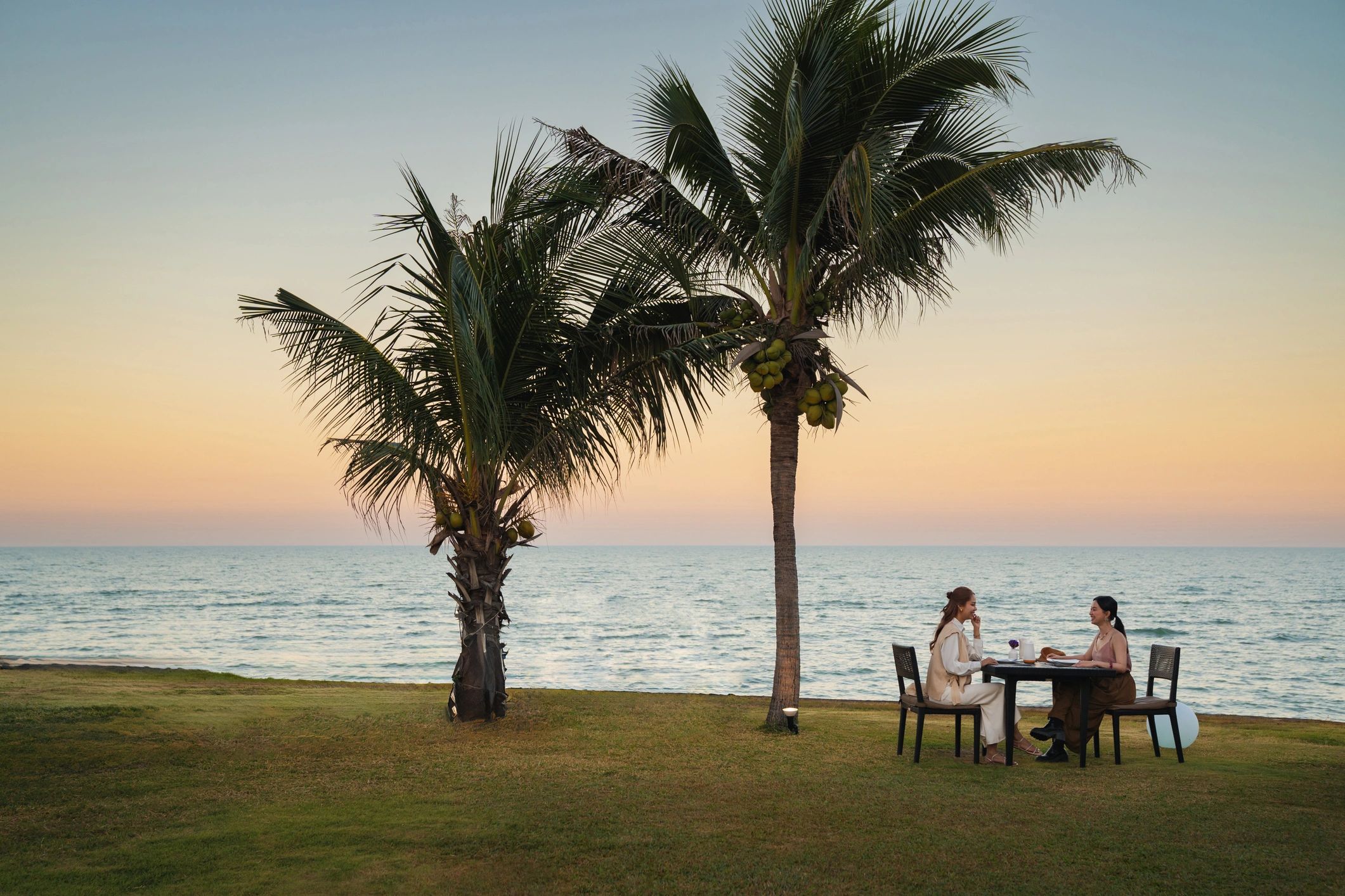 Intimate private dining experience at sunset